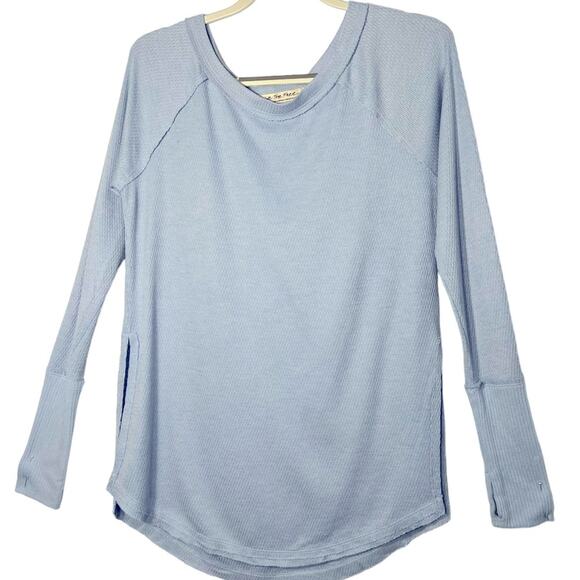 We The Free Light Blue Thermal Top Side Slit Long Sleeve Tee Size Small - Picture 1 of 12